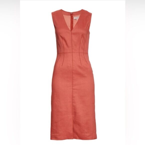 TAILORED by RT 14 Ashton Sutton Brick Orange Sleeveless MIDI Suit Dress - Picture 2 of 16